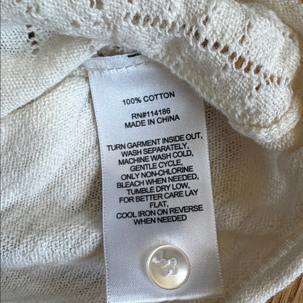Frye small cotton Cream Scalloped Edge Knit Cardigan - Picture 5 of 6